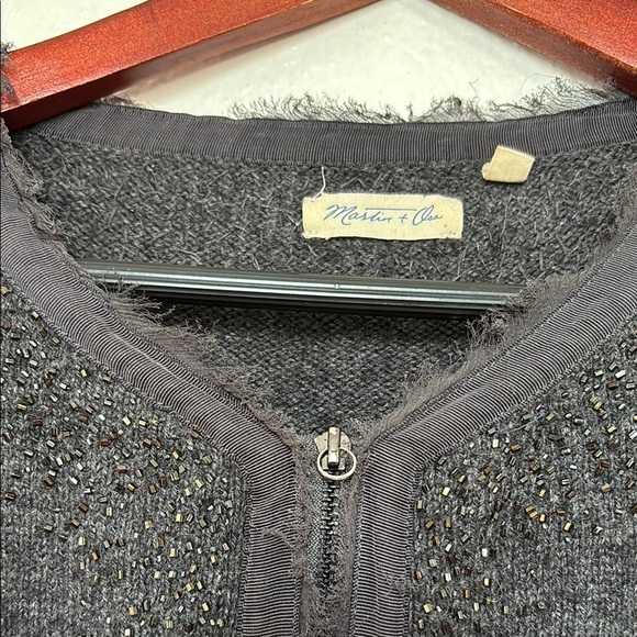 Martin + Osa Gray Cardigan with Beaded Embellishments Zip-Front size S - Picture 10 of 10